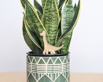 Brachiosaurus Plant Stake Decoration - Indoor Houseplant Decor - Plant Accessory - Plant Lover Gift - Prehistoric Funny and Quirky Gift