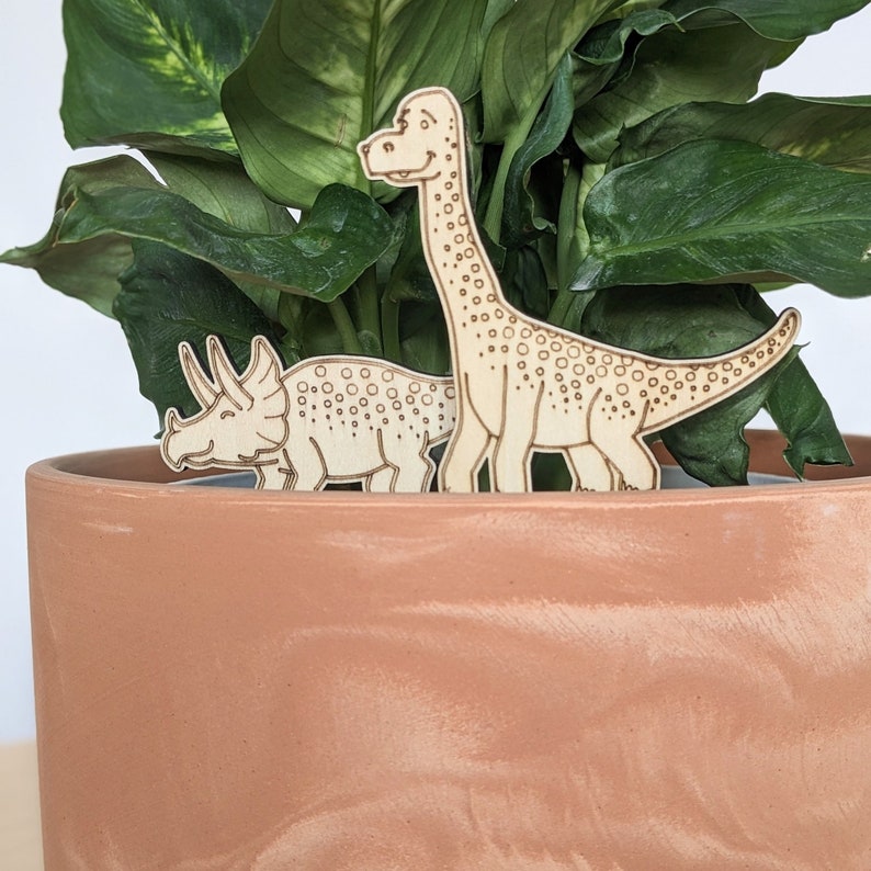 Deux copains de plantes de dinosaures Décoration daccessoires de plantes dintérieur Cadeau pour les amoureux des plantes et les jardiniers Accessoire de plantes dintérieur Plant Buddies image 2