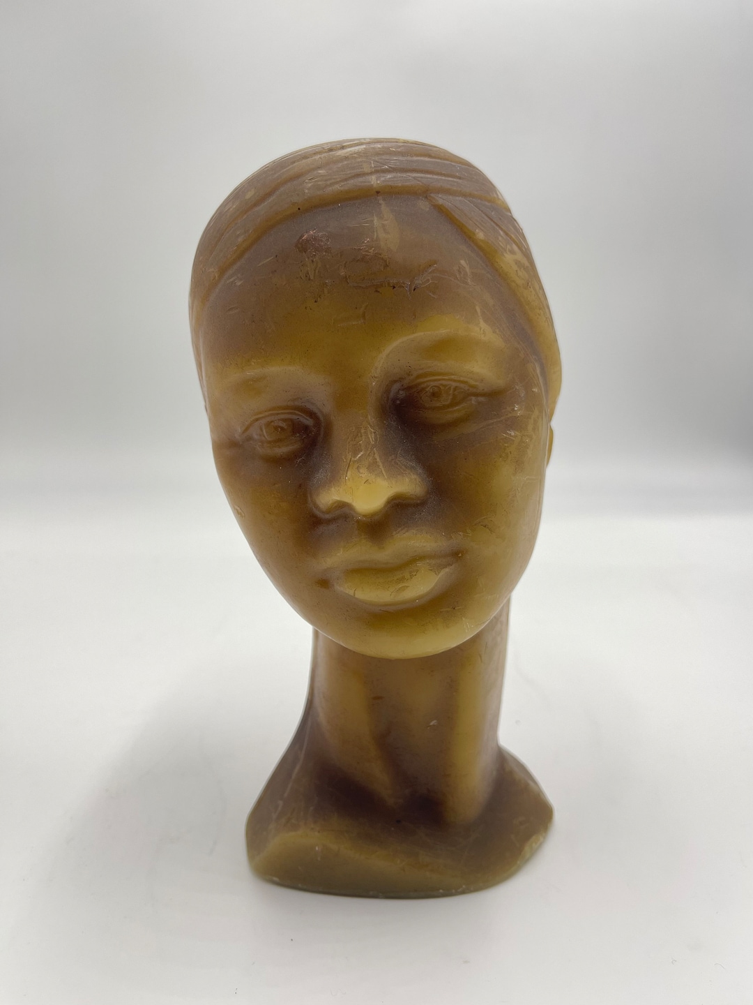 Vintage Wax Candle Bust Head and Shoulders of Woman 8 Tall Etsy
