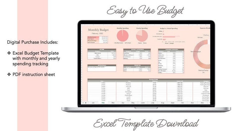Simple Budget Template, Easy Money Spending Tracker, Excel Spreadsheet ...