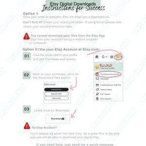 Directe download, instructies voor digitale download Etsy, instructies voor Etsy-kopers, downloaden op Etsy, helpafbeelding voor downloaden voor klanten.