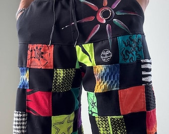 1 of 1 Rainbow Checker Patchwork Jorts
