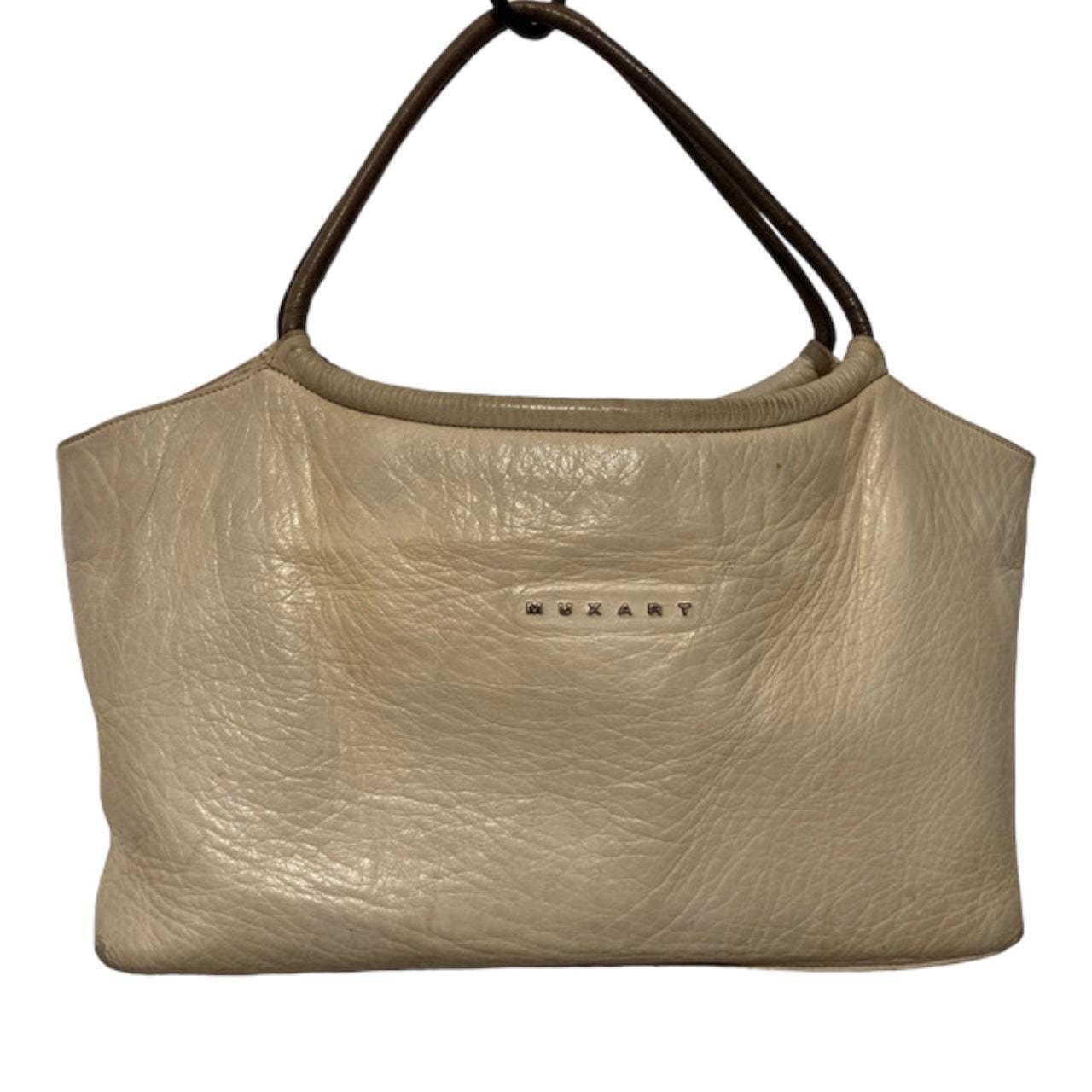 Muxart Cream in Soft Leather Shoulder Bag 