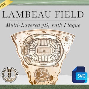 Lambeau Field Layered Stadium with Cheese Head Plaque - Digital SVG