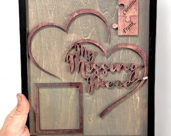 DIGITAL - "Mi pieza perdida" dentro del corazón con piezas de rompecabezas y marco interior