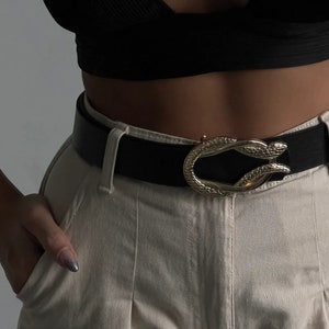 Women&#39;s Leather Belt,Leather Belt,Waist Belt with Buckles,  Gift for Her,Casual Belt,snake Buckle Belt