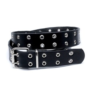 Black Leather Two Row Eyelet Belt, Black Grommet Belt, Leather Belt with Double Grommets,Gift for him, Gift for Dad,