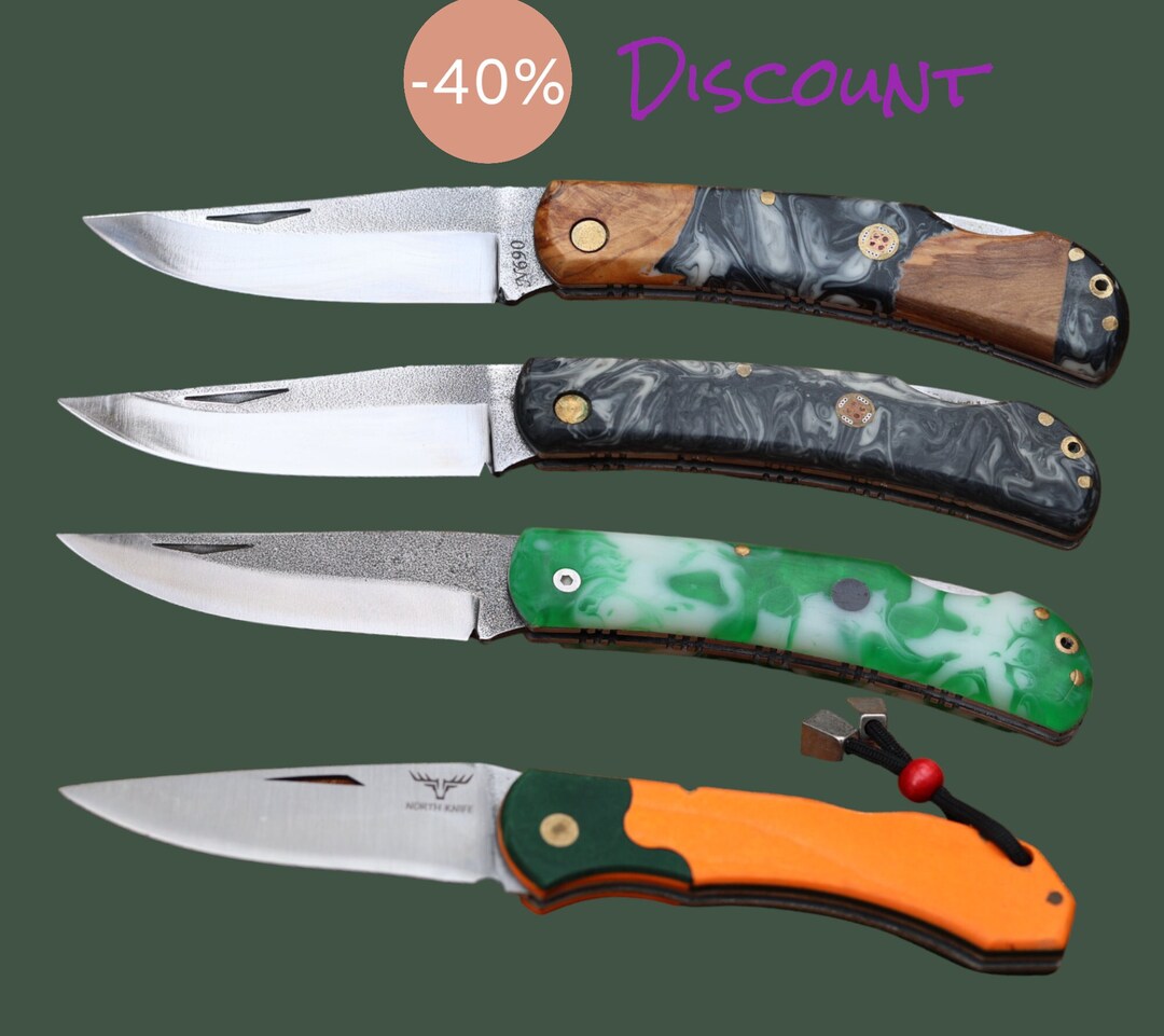 N690 Steel Epoxy Handle Folding Knife , Best Men Gift, Engraved Pocket