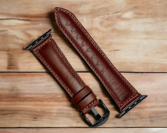 Handmade Calfskin Leather Apple Watch Band, Men Women Strap (All Series)