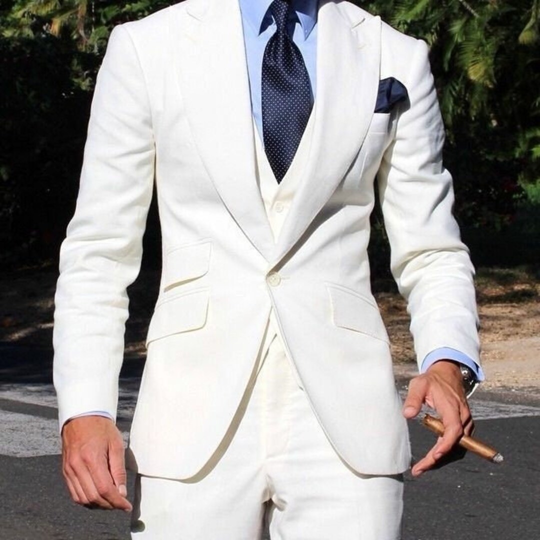 MEN WHITE SUIT Men Wedding Suit Groom Wear Suit One Button Suit Gift
