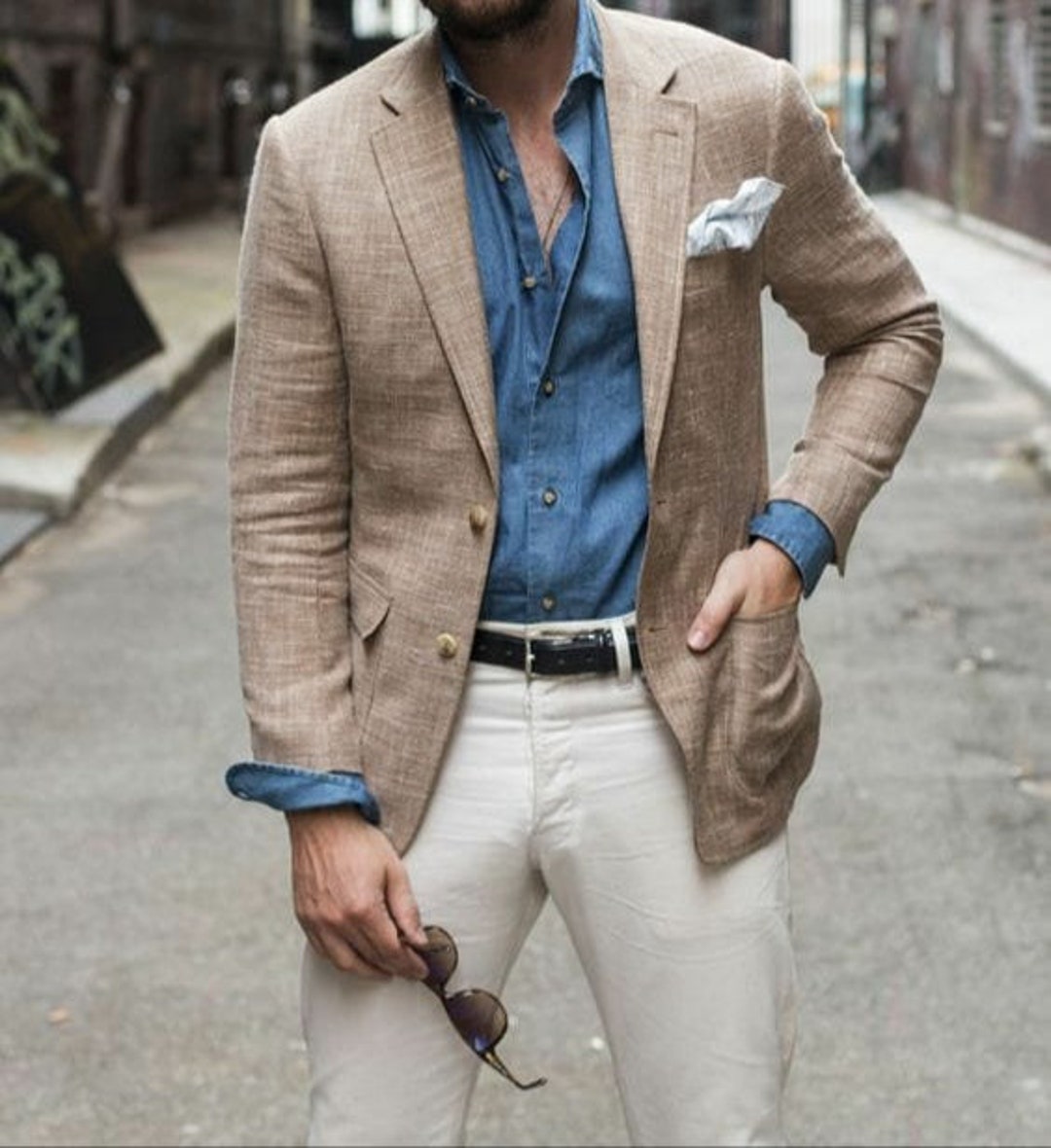 MEN LINEN BLAZER Men Wedding Jacket Men Party Wear Jacket Men Formal