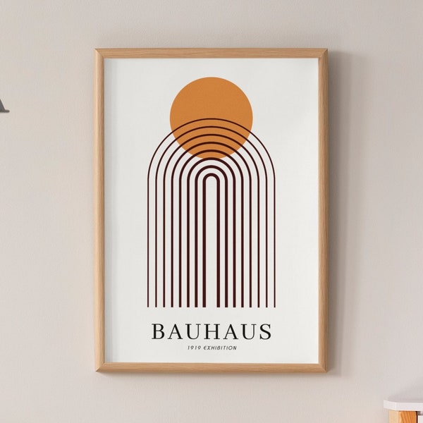 Bauhaus 1919 Exhibition Poster, MCM Minimalist Line Art, Retro Printable Decor, Digital Download