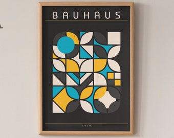 Bauhaus Art Exhibition Poster, Bauhaus Abstract Art Print, Vintage 1919 Bauhaus Wall Art