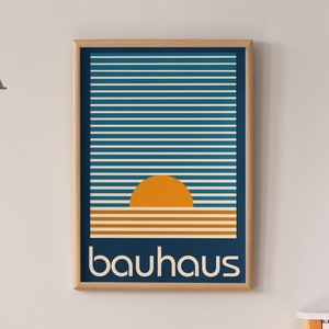 Bauhaus Exhibition Contemporary Sunset Art Poster, Mid Century Modern Minimalist Art Print, Retro Wall Decor