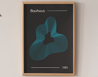 Bauhaus Line Art Exhibition Poster, Vintage Mid Century Art Print, 1919 Abstract Modern Wall Art