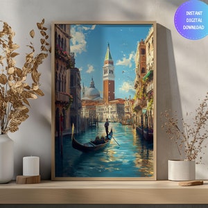Venice Canal Oil Painting Print: Italian Cityscape Wall Art (Digital Download)