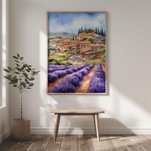 Watercolor France Provence Printable Wall Art Travel Poster, Mediterranean Lavender Field Art, French Countryside Wall Art, Gift Idea
