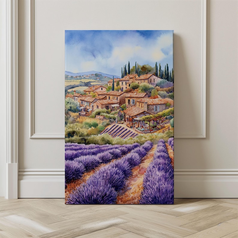 Watercolor France Provence Printable Wall Art Travel Poster, Mediterranean Lavender Field Art, French Countryside Wall Art, Gift Idea