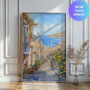Watercolor Sicily Print: Lemon Flower, Italian Travel Poster (Digital Download)