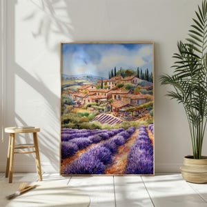 Watercolor France Provence Printable Wall Art Travel Poster, Mediterranean Lavender Field Art, French Countryside Wall Art, Gift Idea