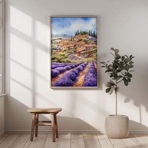 Watercolor France Provence Printable Wall Art Travel Poster, Mediterranean Lavender Field Art, French Countryside Wall Art, Gift Idea