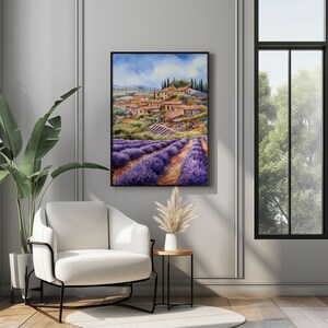 Watercolor France Provence Printable Wall Art Travel Poster, Mediterranean Lavender Field Art, French Countryside Wall Art, Gift Idea