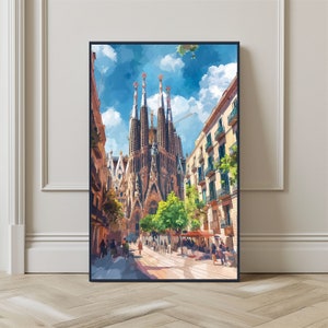 Watercolor Barcelona Print: La Sagrada Familia Travel Poster (Digital Download)
