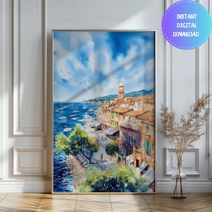 Watercolor St Tropez Print: French Riviera Travel Poster (Digital Download)