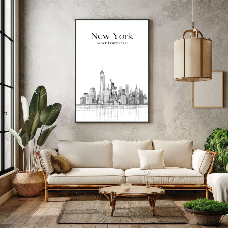 Minimalist New York City Printable Digital Wall Art Skyline Poster, Nyc ...