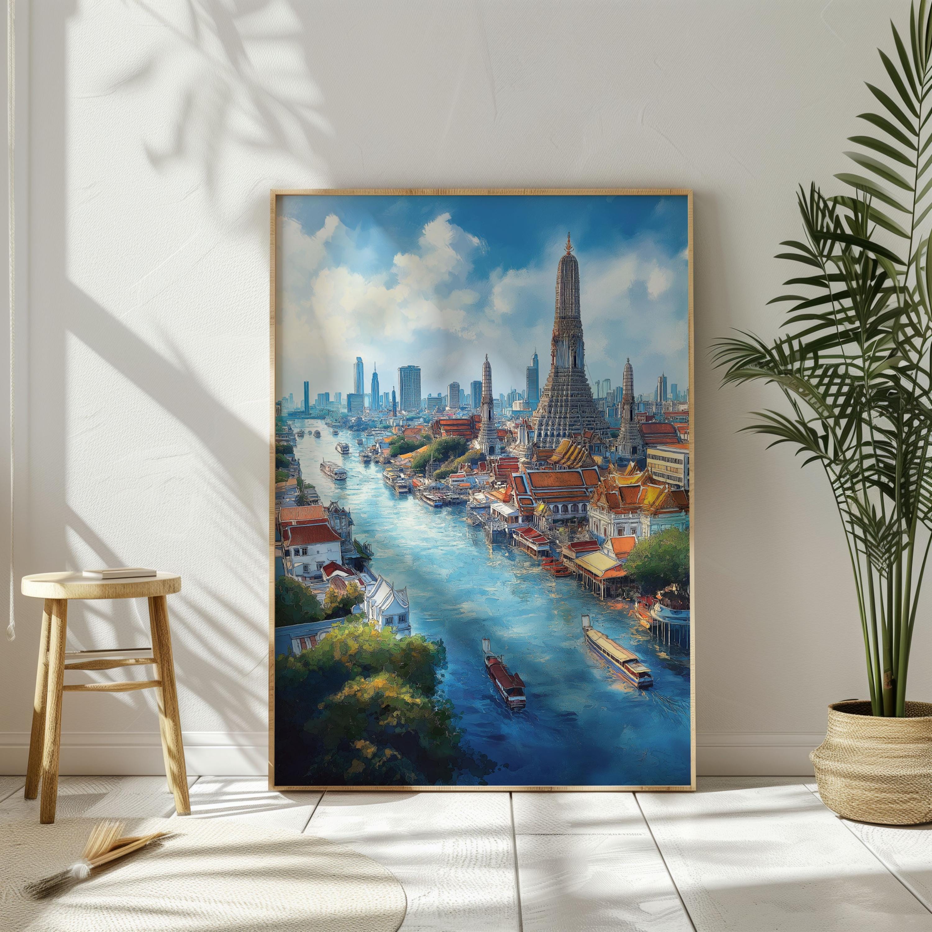 Watercolor Bangkok Print: Thailand Cityscape Travel Poster (Digital Download)