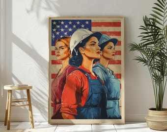 Utskrivbar konst för arbetardagen: Affisch med olika amerikanska arbetare (digital nedladdning)