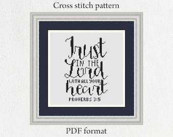 Trust in the Lord Cross Stitch Pattern, Religious Design (PDF)
