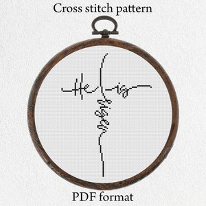 He is risen cross stitch, Bible cross stitch, Christian cross stitch pattern, Religious cross stitch picture