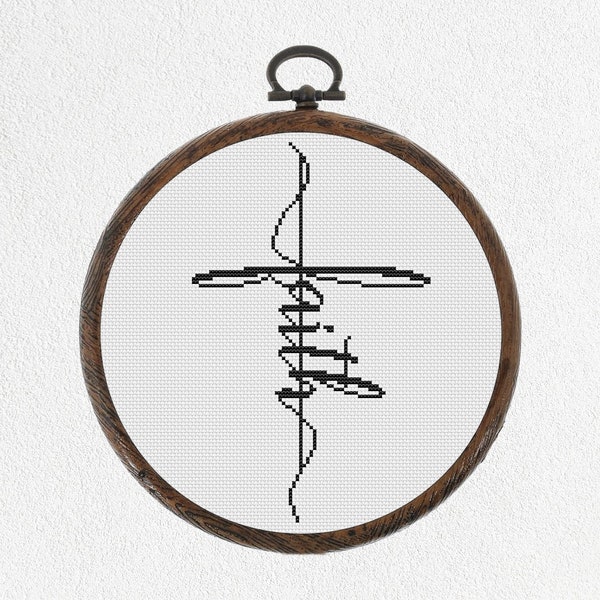 Faith cross stitch pattern PDF, Religious cross stitch design, Bible cross stitch picture, Christian cross stitch pattern modern