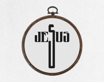 Jesus Cross Stitch Pattern, Modern Bible Verse (PDF Pattern)
