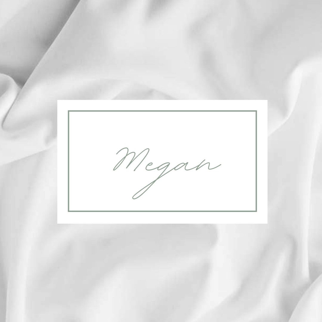 Digital Sage Green Name Card Etsy