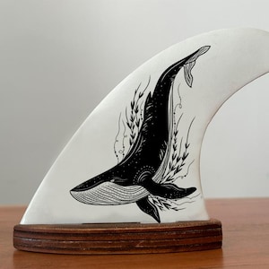 Decorated Surfboard Fin - Whale