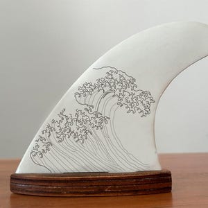 Decorated Surfboard Fin - Wave