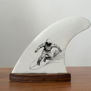 Decorated Surfboard Fin - Houston we have a winter swell