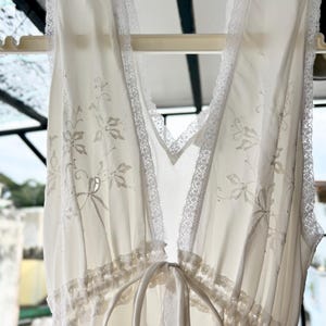 Vintage 70s Sheer White Nightgown: Embroidered Floral Lace Trim
