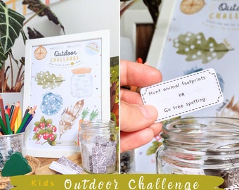 Outdoor Activity Challenge Cards | Nature Learning Activities, Forest School Activity, Montessori Nature Play, 1000 Hours Outside Tracker