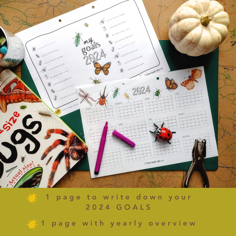 2025 Calendar Printable Nature Minimalist Bugs Nature Illustrated Wall