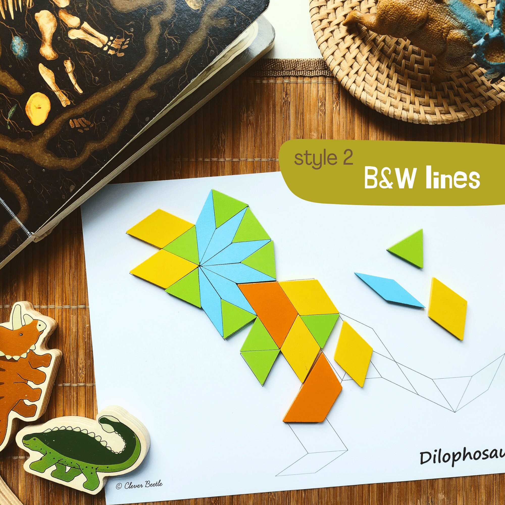Dinosaur Pattern Block Mats: Montessori Shape Puzzles (digital Download ...