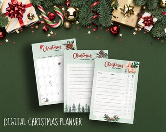 Set per organizzare il Natale: Calendario di dicembre, il Planner regali e la lista dei desideri file A4 Download immediato