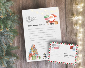 Letterina per Babbo Natale in italiano e in inglese con busta fai da te  file in A4 immediatamente stampabile