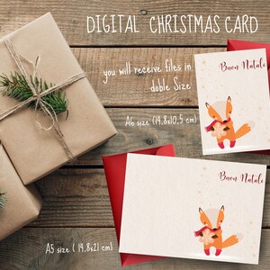Christmas cards with animals in double format A6 and A5 Instant download
