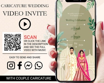 Karikatur indische Hochzeitseinladung (Digitales Video)