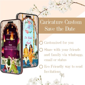 Save the Date Carricature Animated Indian Invitation | Wedding Invitation | Digital Wedding Invite | Electronic Card