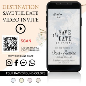 Destino de la boda Guardar la fecha Invitación en video, Mapa mundial Digital Animado E Invitación de boda, Guardar nuestra fecha, Invitación en video por teléfono