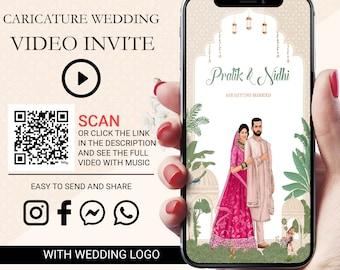 Animated Caricature Indian Wedding Invitation Video (Digital)